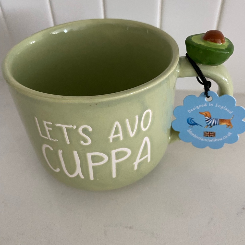 Stoneware Green Mug with Avocado Handle, Designed In England